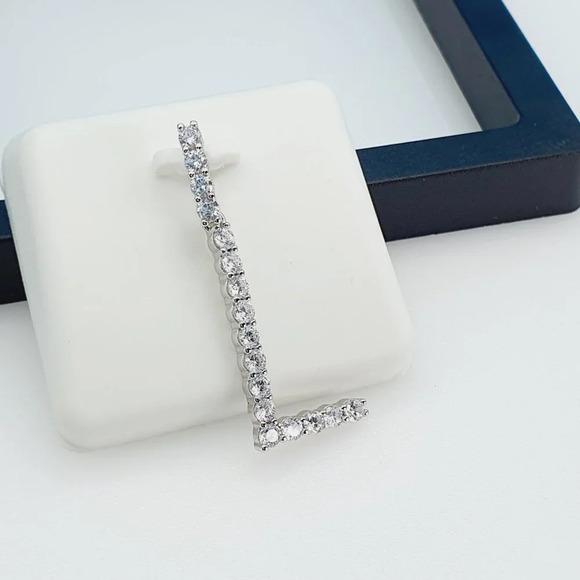 "925 Sterling Silver Cubic Zirconia Initial Pendant, UU1P6A6178 - Picture 3 of 10